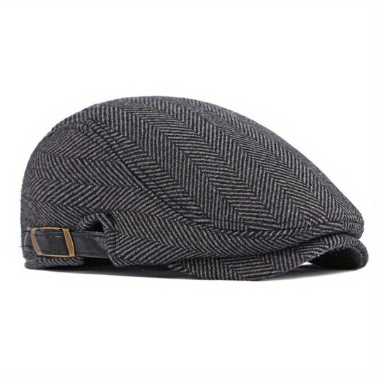 2pcs Elegant Men's Beret Hats with Herringbone.