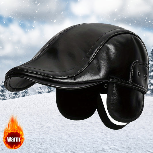 1pc Men'S Extreme Cold Windproof Warm Hat - Adjustable Strap Winter Headgear, Bright Black, Coffee Brown - Suitable for Outdoor, Cycling, Hiking, Motorcycle - Full Size Fit - Essential for Seniors and Adults, Plush Lining Com