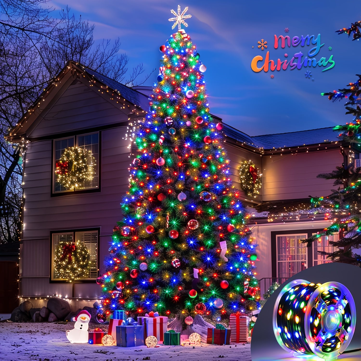 1000/300 LED Christmas light string plug-in type, ultra long green flashing LED string light, PVC material, 12 flashing modes, built-in timing function, seasonal lighting fairy light string, suitable for courtyard, garden, pa