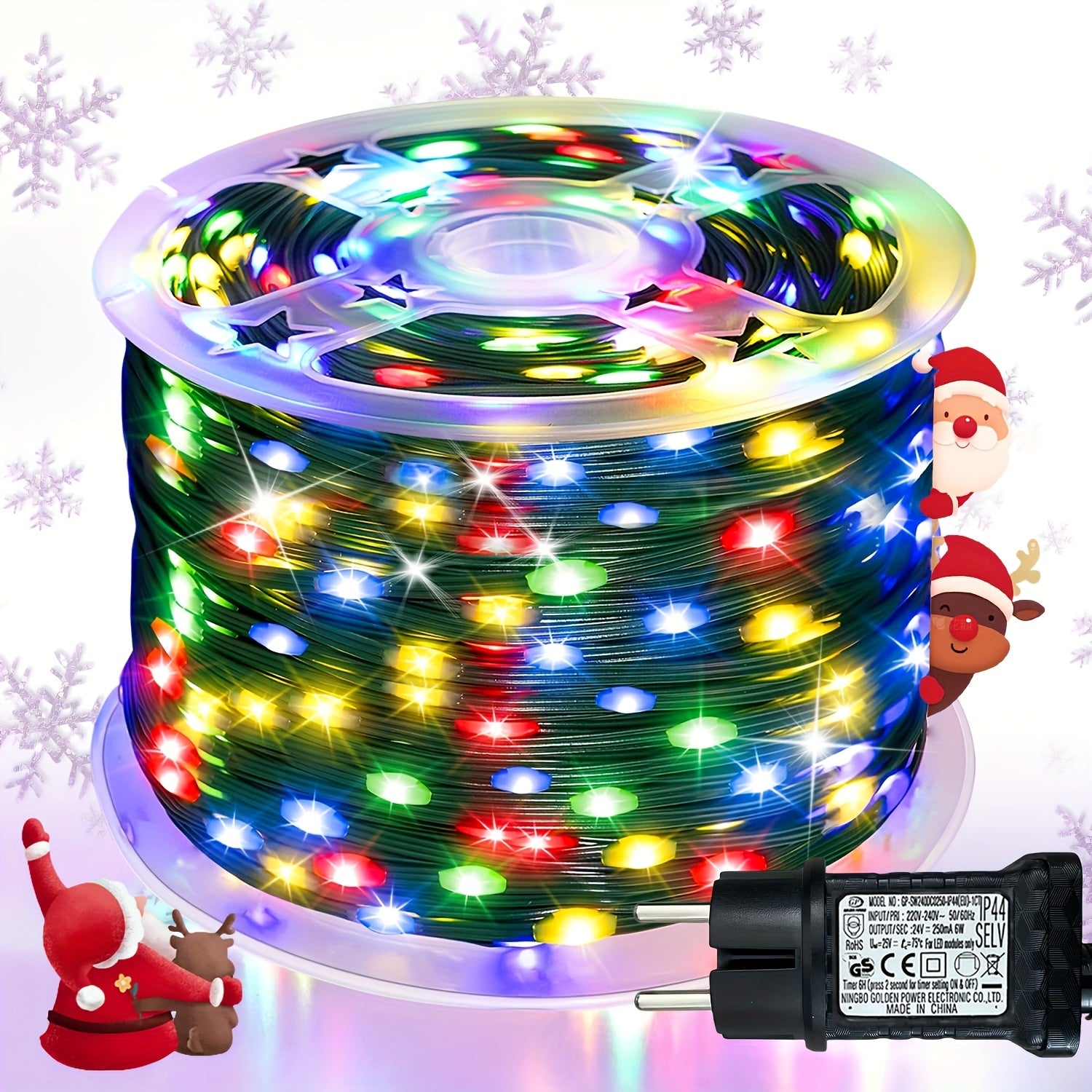 1000/300 LED Christmas light string plug-in type, ultra long green flashing LED string light, PVC material, 12 flashing modes, built-in timing function, seasonal lighting fairy light string, suitable for courtyard, garden, pa