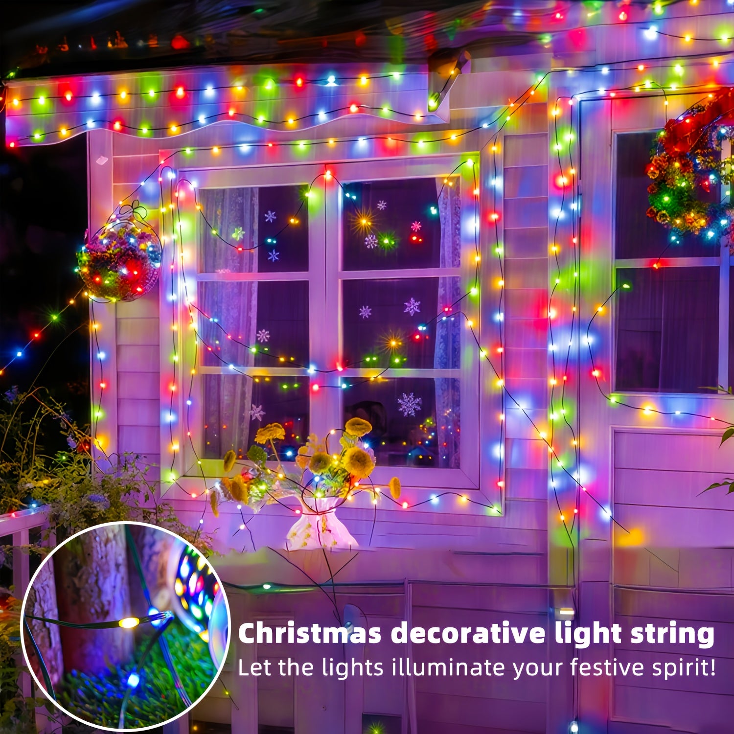 1000/300 LED Christmas light string plug-in type, ultra long green flashing LED string light, PVC material, 12 flashing modes, built-in timing function, seasonal lighting fairy light string, suitable for courtyard, garden, pa
