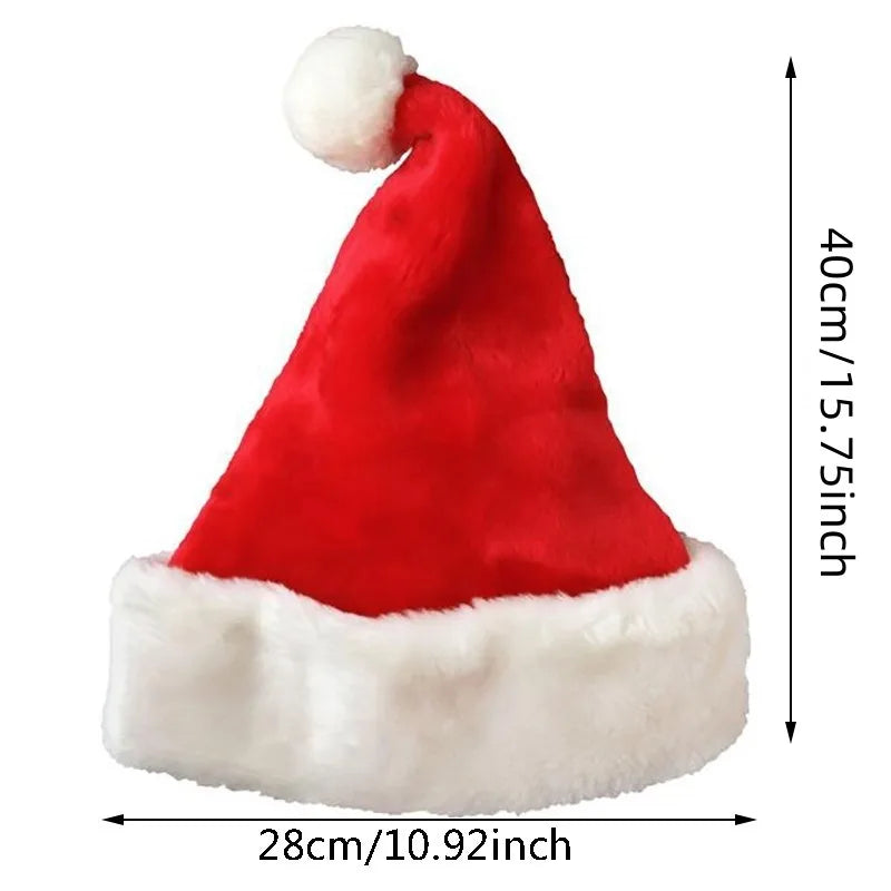 1/2/3Pcs Christmas Santa Hat Xmas Plush Holiday Red Hat For Adults And Kids Unisex 2025 New Year Festive Party Supplies Gifts