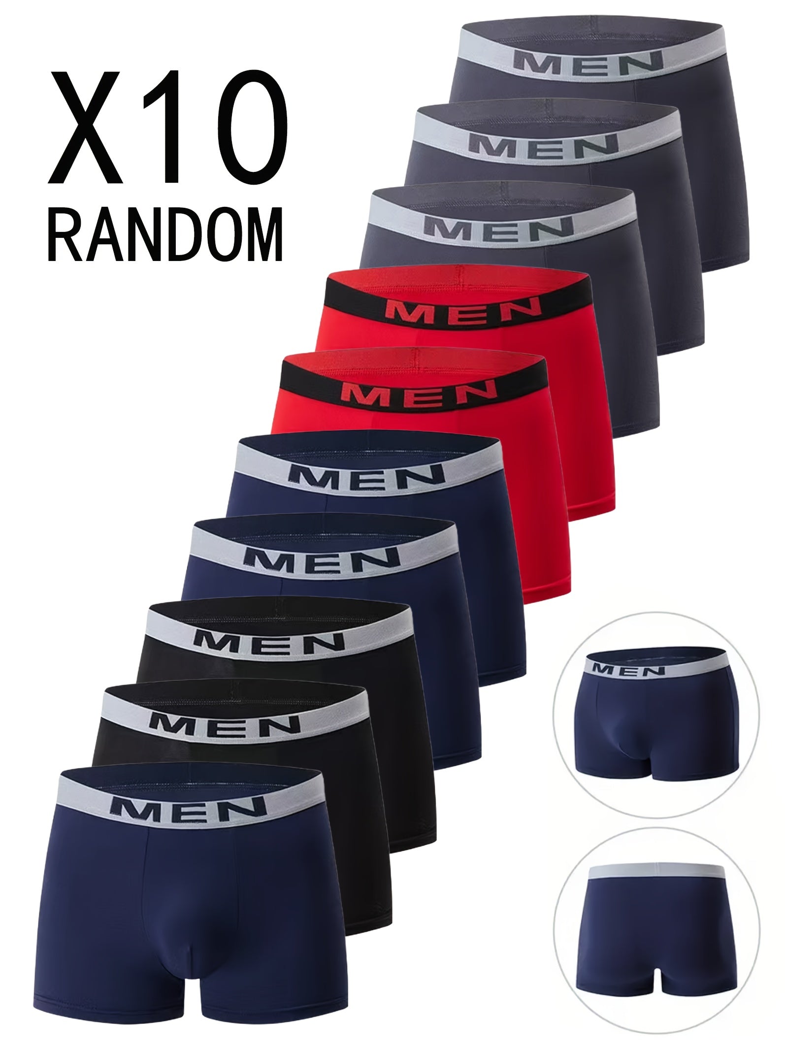 10-Pack Men's Solid Color Boxer Briefs, Comfortable Breathable Stretch Trunks, for Sports or Casual Home Wear, Boxer Briefs For Men, Boxer For Men, Boxer Brief For Men, Boxers For Men