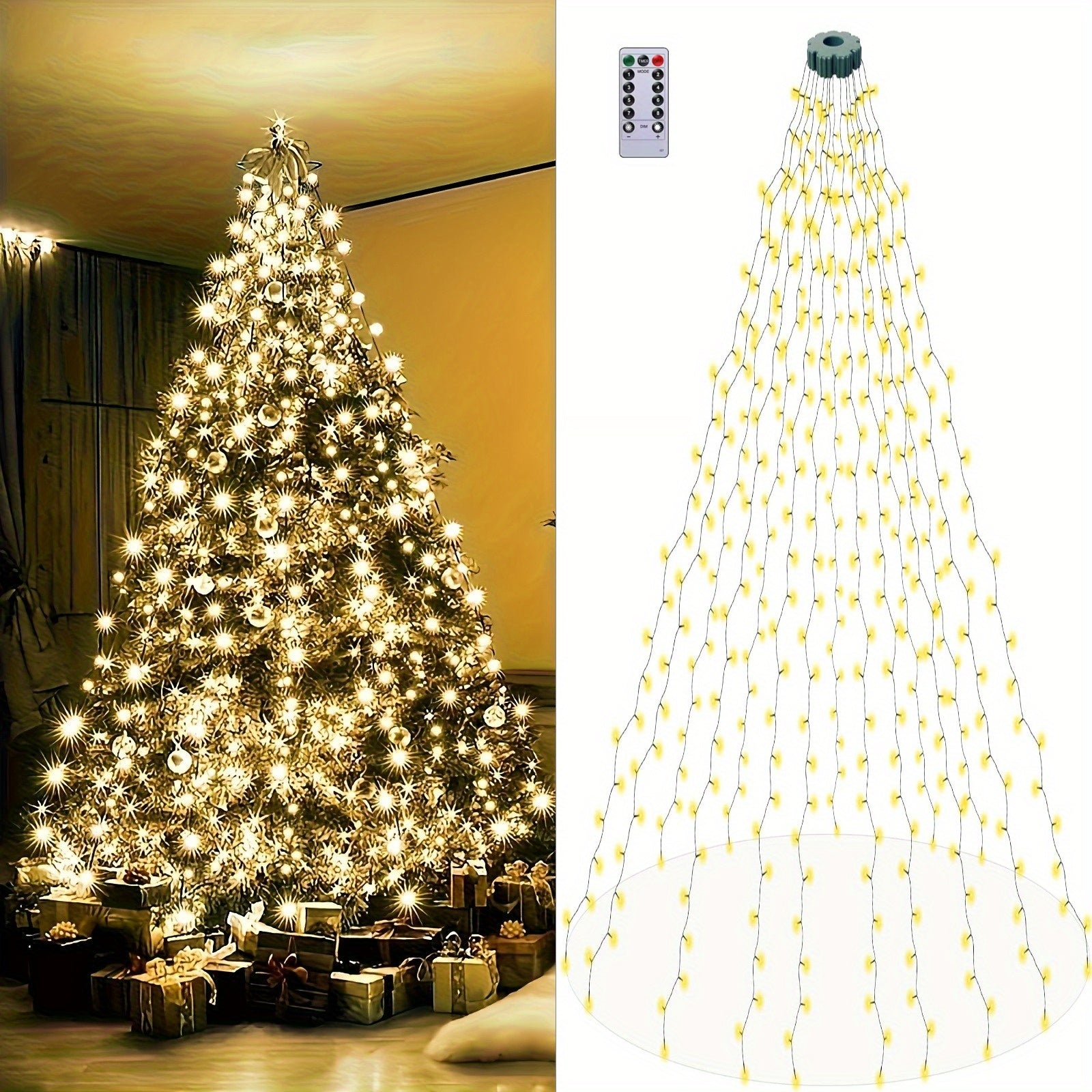 150cm/200cm (59"/79") Self-Standing LED Christmas Tree with Remote Control, 8 Lighting Modes, USB- Indoor/ Holiday Decorations, Warm White & Cool Yellow Glow for Xmas Tree, RV, Home - Easy Setup Plug &, Christmas Decorations,