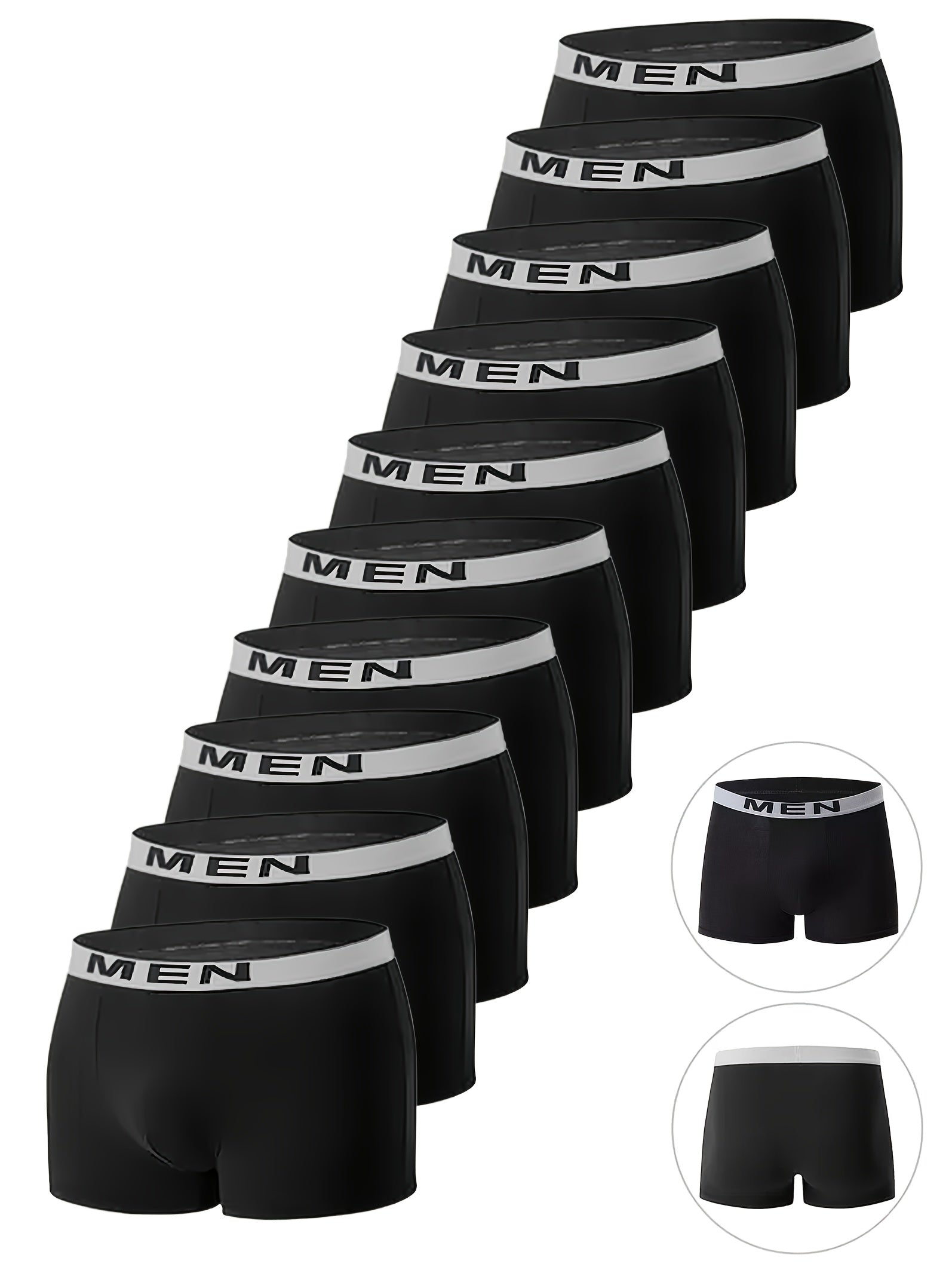 10-Pack Men's Solid Color Boxer Briefs, Comfortable Breathable Stretch Trunks, for Sports or Casual Home Wear, Boxer Briefs For Men, Boxer For Men, Boxer Brief For Men, Boxers For Men