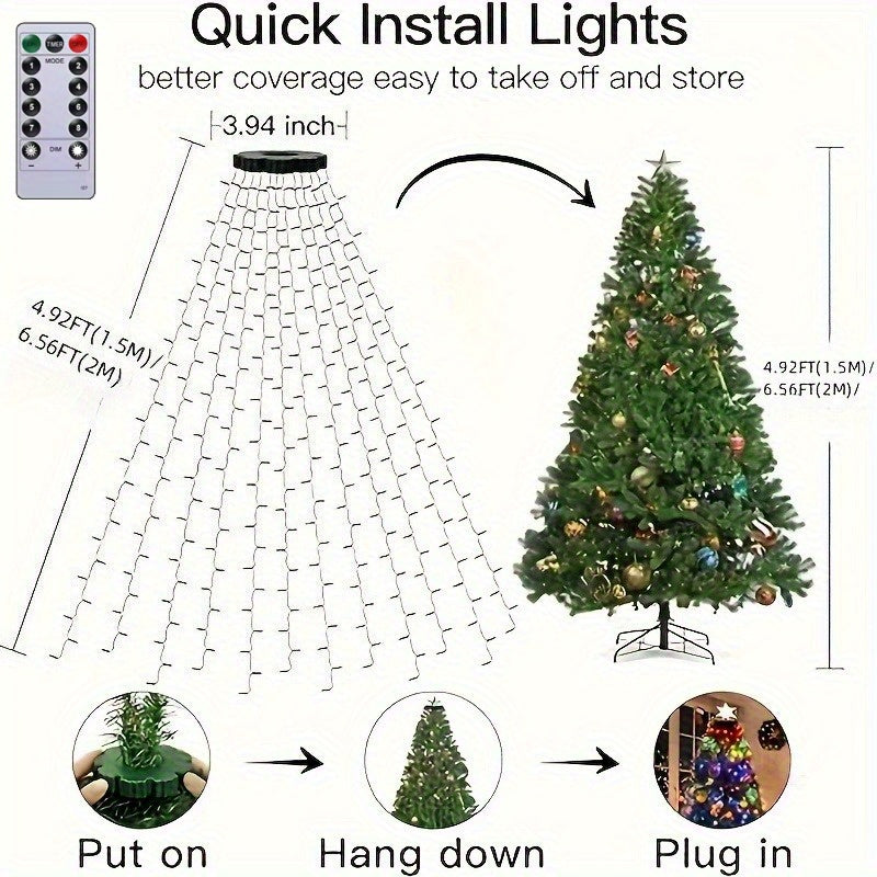 150cm/200cm (59"/79") Self-Standing LED Christmas Tree with Remote Control, 8 Lighting Modes, USB- Indoor/ Holiday Decorations, Warm White & Cool Yellow Glow for Xmas Tree, RV, Home - Easy Setup Plug &, Christmas Decorations,