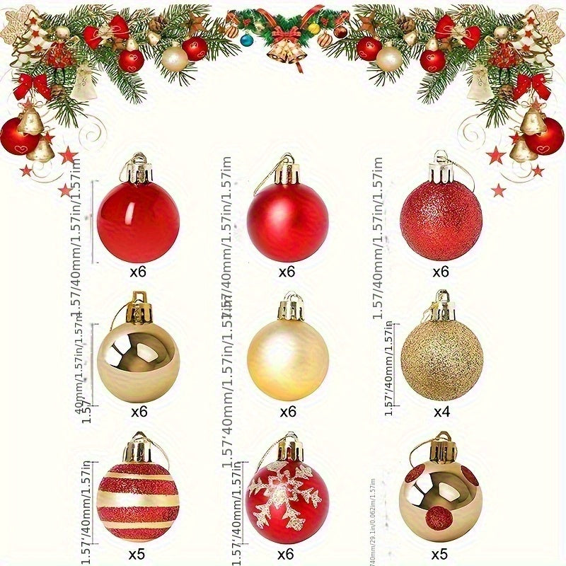 100pcs of 4cm Christmas ball tree decoration set, sparkling hand-painted snowflakes, circles, and dotted plastic holiday ornaments for tree decoration, wedding, Thanksgiving, Halloween, Valentine's Day, New Year decoration pa